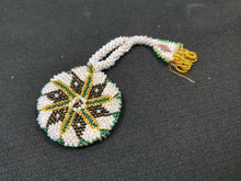 Load image into Gallery viewer, Antique Beaded Sovereign Coin Purse Misers Finger Purse Hand Beaded with Glass Beads Victorian 1800's White Black Green Yellow Hand Made