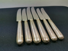 Load image into Gallery viewer, Vintage Silverware Flatware Cutlery Knife Set of 6 Knives Art Deco Silver Handle and Stainless Steel Blades  1920's - 1930's