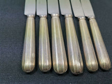 Load image into Gallery viewer, Vintage Silverware Flatware Cutlery Knife Set of 6 Knives Art Deco Silver Handle and Stainless Steel Blades  1920's - 1930's