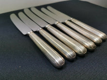 Load image into Gallery viewer, Vintage Silverware Flatware Cutlery Knife Set of 6 Knives Art Deco Silver Handle and Stainless Steel Blades  1920's - 1930's