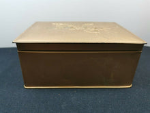 Load image into Gallery viewer, Vintage Chocolates Tin Box Gold Metal with Flower Bouquet Relief Early 1900's Original Carr of England English British Confectionery