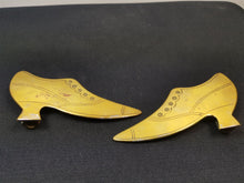 Load image into Gallery viewer, Antique Brass Victorian Ladies Shoes Cobblers Shop Display Set 1800's Original Hand Made Pair Miniature Art Sculpture