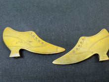 Load image into Gallery viewer, Antique Brass Victorian Ladies Shoes Cobblers Shop Display Set 1800's Original Hand Made Pair Miniature Art Sculpture