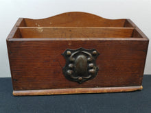 Load image into Gallery viewer, Antique Wooden Desk Top Letter Rack Holder File Organizer Arts and Crafts Art Nouveau Wood and Metal Late 1800's - Early 1900's Original