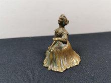 Load image into Gallery viewer, Antique Brass Miniature Lady Figurine Figure 1800's Victorian