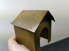 Load image into Gallery viewer, Antique Miniature Doll House Dog House Brass Metal Box with Hinged Top Lid Late 1800's Original