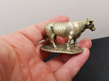 Load image into Gallery viewer, Antique Miniature Cow Figurine Silver Metal Early 1900's