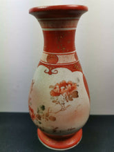 Load image into Gallery viewer, Antique Chinese Ceramic Pottery Vase Hand Painted Orange White and Gold