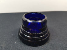 Load image into Gallery viewer, Antique Inkwell Ink Well Holder Cobalt Blue Glass