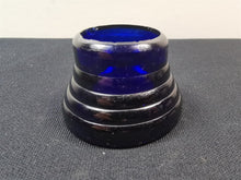 Load image into Gallery viewer, Antique Inkwell Ink Well Holder Cobalt Blue Glass