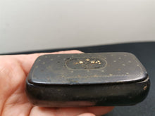 Load image into Gallery viewer, Antique Snuff Box Paper Mache with Mother of Pearl Shell Inlay Victorian Georgian 1800's Original Papier Mache
