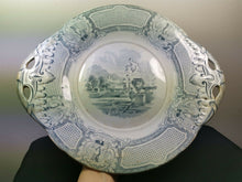 Load image into Gallery viewer, Antique Victorian Serving Platter Plate Dish Blue and White Ceramic Pottery Victorian 1800's  Round Large Flow Blue Transferware