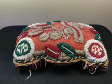 Load image into Gallery viewer, Antique Beaded Pincushion Sweetheart Pin Cushion Large 11 x 8 Hand Made Original Late 1800's - Early 1900's