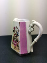 Load image into Gallery viewer, Antique Victorian Pitcher Jug Ceramic Bisque Porcelain with Bird and Nest of Eggs and Flowers Pink and White Late 1800's Original