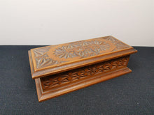 Load image into Gallery viewer, Antique Stamp Box Wooden Hand Carved Wood Victorian Late 1800's