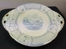 Load image into Gallery viewer, Antique Victorian Serving Platter Plate Dish Blue and White Ceramic Pottery Victorian 1800's  Round Large Flow Blue Transferware