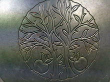 Load image into Gallery viewer, Vintage German Serving Tray with Apple Tree Silver Pewter Metal Hand Made Gilde Handwerk Guild Craft Germany