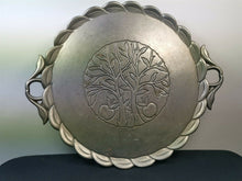 Load image into Gallery viewer, Vintage German Serving Tray with Apple Tree Silver Pewter Metal Hand Made Gilde Handwerk Guild Craft Germany