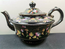 Load image into Gallery viewer, Antique Teapot Tea Pot Red Clay Black with Hand Painted Flowers Geisha 1800's Jackfield
