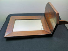 Load image into Gallery viewer, Antique Wall Mirror and Shelf Wood Wooden Inlaid with Beveled Glass Vanity or Shaving Victorian Late 1800's- Early 1900's Original