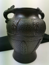 Load image into Gallery viewer, Antique Japanese Nippon Ceramic Pottery Vase Meiji Era Black Matte 1890 - 1920 Original