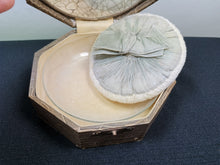 Load image into Gallery viewer, Vintage Glass Powder Bowl in Original Box with Silk Powder Puff 1920's Original Vanity Set