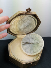 Load image into Gallery viewer, Vintage Glass Powder Bowl in Original Box with Silk Powder Puff 1920's Original Vanity Set