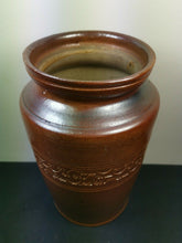 Load image into Gallery viewer, Antique English Stoneware Crock Jar Vase Pottery Brown British Hand Made Original Late 1800's