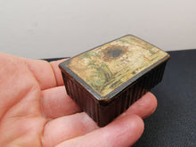 Load image into Gallery viewer, Antique Snuff Box Paper Mache Papier Mache with Illustration on Top 1800's Original