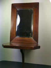 Load image into Gallery viewer, Antique Wall Mirror and Shelf Wood Wooden Inlaid with Beveled Glass Vanity or Shaving Victorian Late 1800's- Early 1900's Original