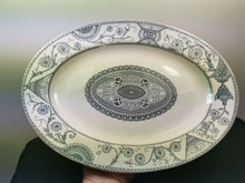 Load image into Gallery viewer, Antique Ceramic Pottery Serving Platter Bells Pottery Glasgow Scotland Transferware Blue and White Oval Victorian Original 1800's Tableware