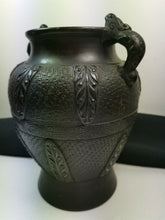 Load image into Gallery viewer, Antique Japanese Nippon Ceramic Pottery Vase Meiji Era Black Matte 1890 - 1920 Original