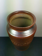 Load image into Gallery viewer, Antique English Stoneware Crock Jar Vase Pottery Brown British Hand Made Original Late 1800's