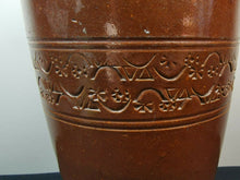 Load image into Gallery viewer, Antique English Stoneware Crock Jar Vase Pottery Brown British Hand Made Original Late 1800's