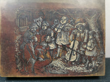 Load image into Gallery viewer, Vintage Hand Carved Victorian Musicians Scene on Wood Panel Carving Hand Made Original Art 1930's Miniature Image