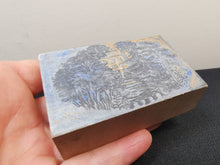 Load image into Gallery viewer, Vintage Drawing and Carving on Wood Block Hand Made Original Art 1930's Miniature Image of a Woodland Path and Cottage House