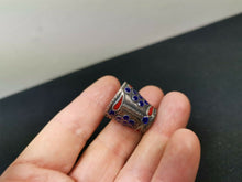 Load image into Gallery viewer, Vintage Silver Thimble with Blue and Red Enamel Flower