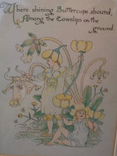 Load image into Gallery viewer, Antique Walter Crane Buttercups and Cowslips Lithograph Print Illustration Hand Tinted Framed