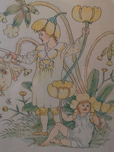 Load image into Gallery viewer, Antique Walter Crane Buttercups and Cowslips Lithograph Print Illustration Hand Tinted Framed