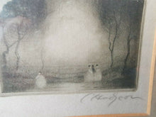 Load image into Gallery viewer, Antique Ladies in Forest Woods Etching Engraving Signed by Artist Original Art in Frame Framed Black and White Early 1900's - 1920's