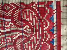 Load image into Gallery viewer, Antique Scottish Lace Pattern on Paper Hand Colored Victorian Original Late 1800's - Early 1900's Hand Made Art Red