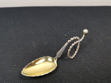 Load image into Gallery viewer, Antique Sterling Silver Medicine Spoon Teaspoon Norway 830 Norwegian Silver and Gold