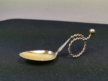 Load image into Gallery viewer, Antique Sterling Silver Medicine Spoon Teaspoon Norway 830 Norwegian Silver and Gold