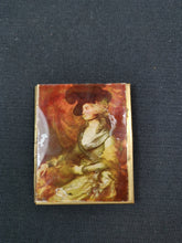 Load image into Gallery viewer, Vintage Make Up Powder Compact Victorian Lady Portrait on Glass and Brass Metal 1940's