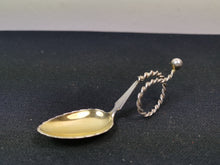 Load image into Gallery viewer, Antique Sterling Silver Medicine Spoon Teaspoon Norway 830 Norwegian Silver and Gold