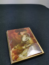 Load image into Gallery viewer, Vintage Make Up Powder Compact Victorian Lady Portrait on Glass and Brass Metal 1940's