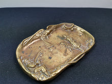 Load image into Gallery viewer, Antique Pin or Jewelry Dish Tray with Nautical Relief Bronze Metal Victorian 1800's Original Fisherman Fishwife and Boat on the Ocean