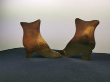 Load image into Gallery viewer, Antique Victorian Brass Ladies Boots Oil Lamp Light Reflectors Reflecting Figurines Sculptures Hand Made Etched 1800's Pair Set of 2
