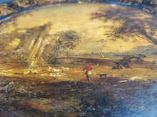 Load image into Gallery viewer, Antique Decorative Tray with Hand Painted Landscape Oil Painting in Center Georgian Late 1700's - Early 1800's Original Paper Mache
