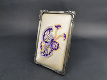 Load image into Gallery viewer, Vintage Chain Stitch Embroidery Embroiderers Guild Worcester England in Original on Silk in Original Silver Metal Frame 1930's Sampler